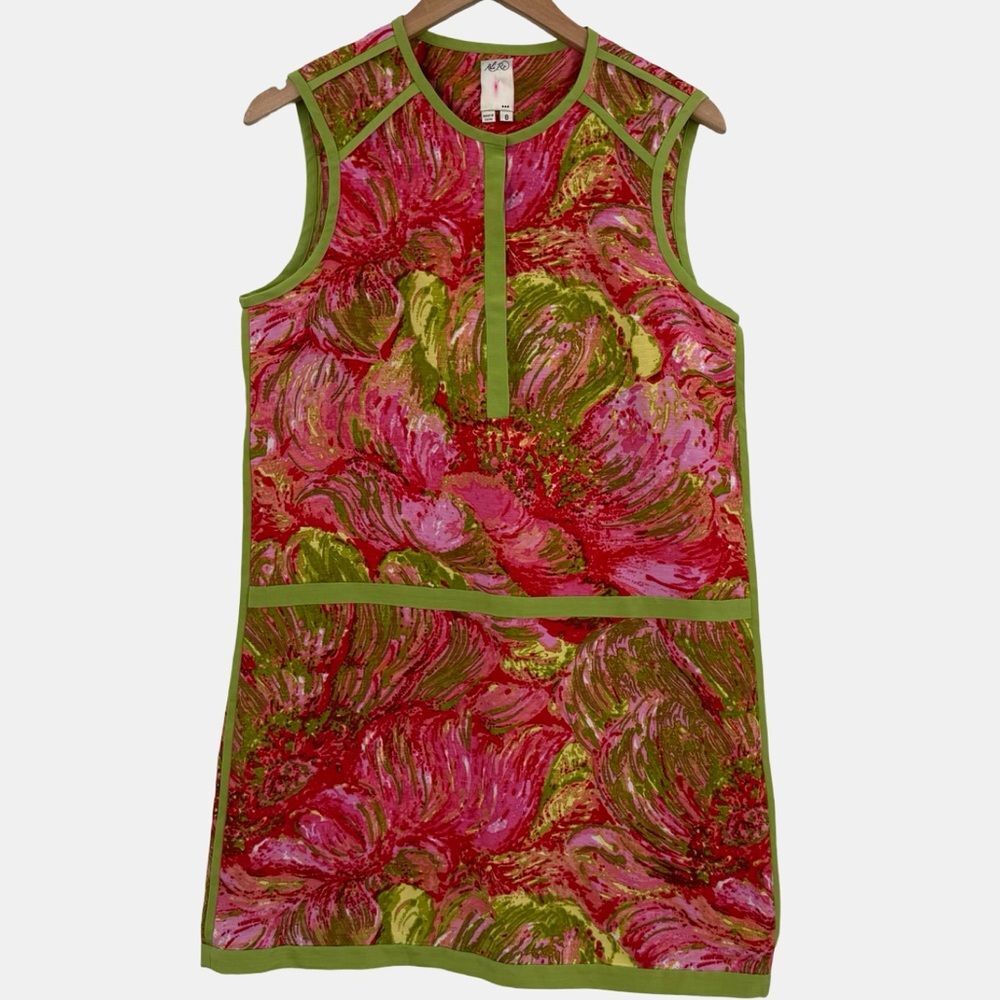 Ali Ro Bold Floral Mini Dress in Pink and Green | Size 8